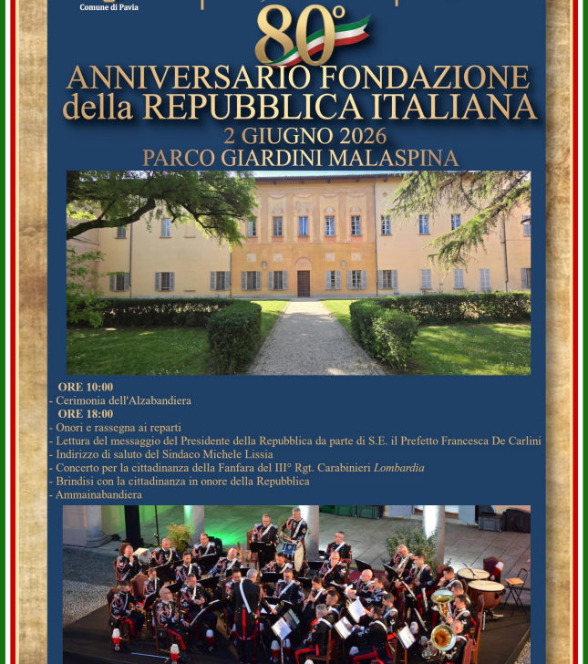 Il programma del 2 giugno a Pavia