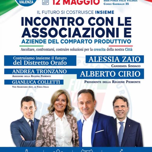Elezioni Valenza: martedì incontro di Forza Italia con associazioni e imprese del comparto produttivo