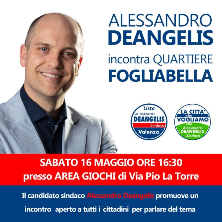 Elezioni Valenza: il candidato sindaco Alessandro Deangelis incontra i cittadini del quartiere Fogliabella