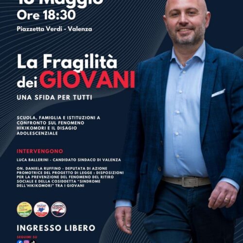 Elezioni Valenza: lunedì incontro del candidato Luca Ballerini sulle fragilità dei giovani