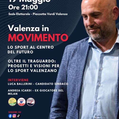 Elezioni Valenza: martedì incontro del candidato Luca Ballerini sullo sport con l’ex calciatore Andrea Icardi