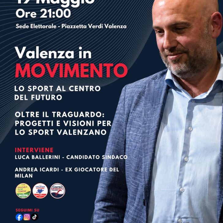 Elezioni Valenza: martedì incontro del candidato Luca Ballerini sullo sport con l’ex calciatore Andrea Icardi