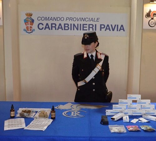 Marcignago, due arresti dopo aggressione ai Carabinieri. In casa trovati droga, farmaci e uno storditore elettrico 