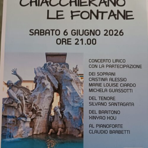 “Chiacchierano le fontane”: sabato 6 giugno concerto lirico alla Parrocchia San Paolo di Alessandria