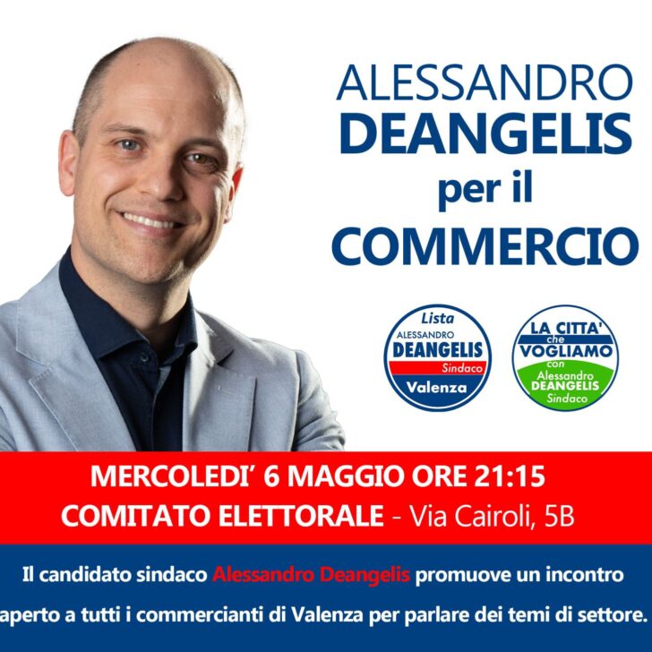 Elezioni Valenza: mercoledì il candidato sindaco Alessandro Deangelis incontra i commercianti