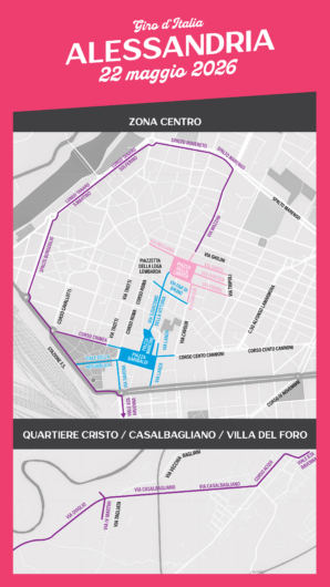 Giro d’Italia 2026 ad Alessandria: percorso, viabilità, navette ed eventi in vista della tappa del 22 maggio