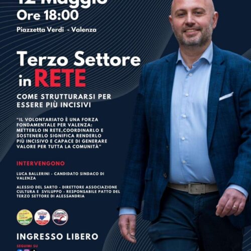 Elezioni Valenza: martedì incontro del candidato Luca Ballerini su volontariato e associazionismo