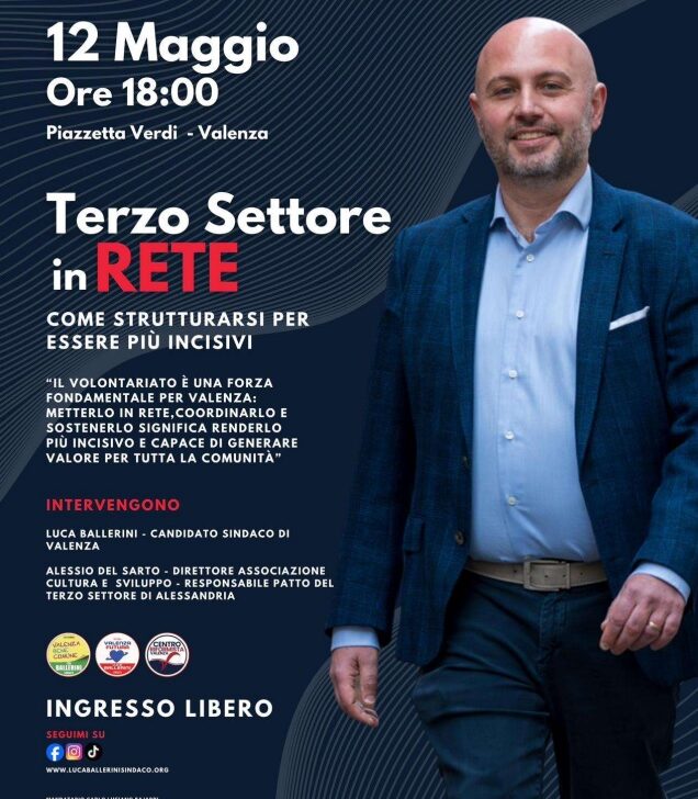 Elezioni Valenza: martedì incontro del candidato Luca Ballerini su volontariato e associazionismo