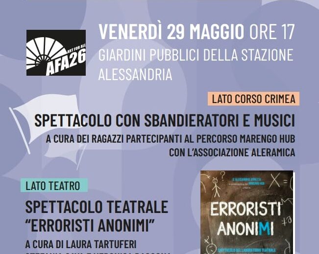 Venerdì spettacoli, musica e teatro ai giardini davanti alla stazione di Alessandria nell’ambito di Marengo Hub