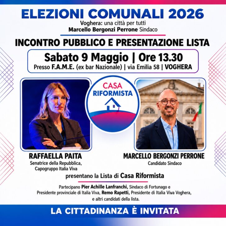 Elezioni Voghera: sabato la presentazione della lista “Casa Riformista” con la Senatrice Raffaella Paita