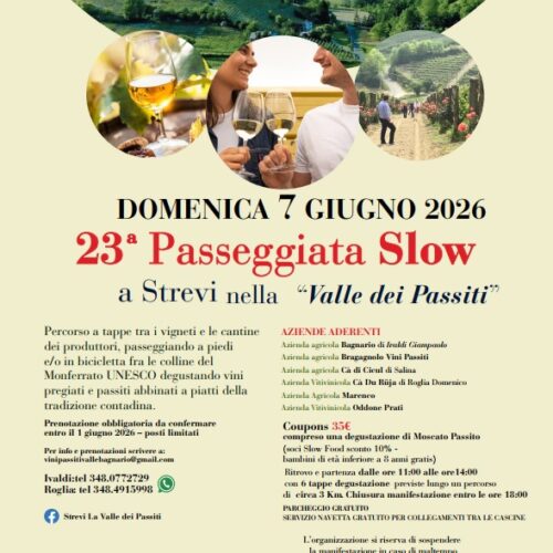 A Strevi torna la “Passeggiata Slow”: vino, passito e paesaggi UNESCO nella Valle dei Passiti