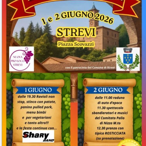 A Strevi il 1° e 2 giugno torna la “Sagra Septembrium”: due giorni tra sapori tipici, musica e auto d’epoca