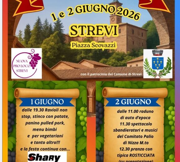 A Strevi il 1° e 2 giugno torna la “Sagra Septembrium”: due giorni tra sapori tipici, musica e auto d’epoca