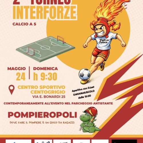 Domenica al Centogrigio di Alessandria il 2° Torneo Interforze dei Vigili del Fuoco e Pompieropoli per i bambini