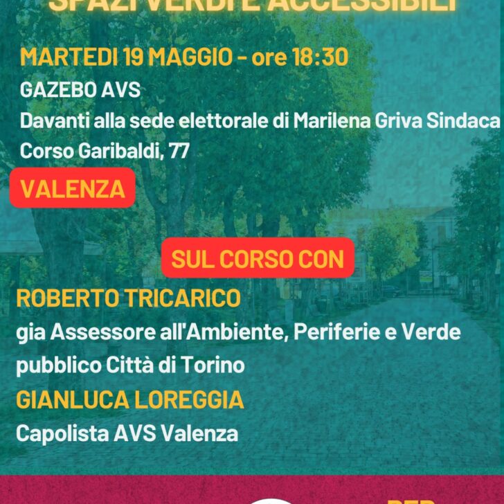 Elezioni Valenza: martedì incontro sull’urbanistica e spazi verdi promosso da Avs