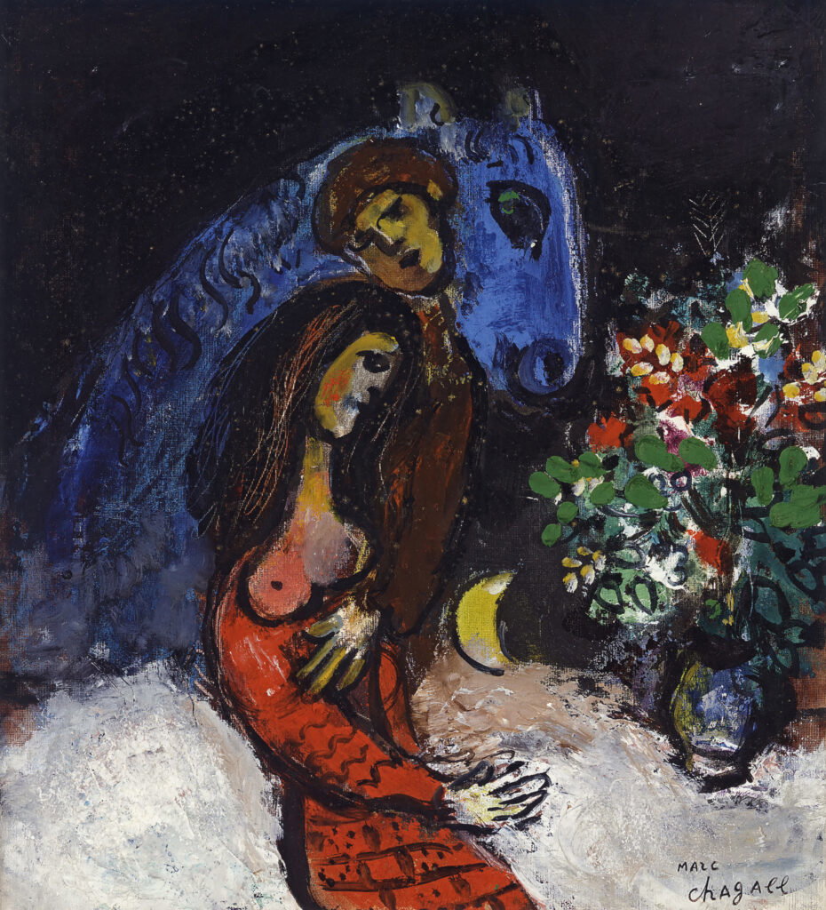 Chagall Vercelli_Les amoreaux a l ane bleu,
