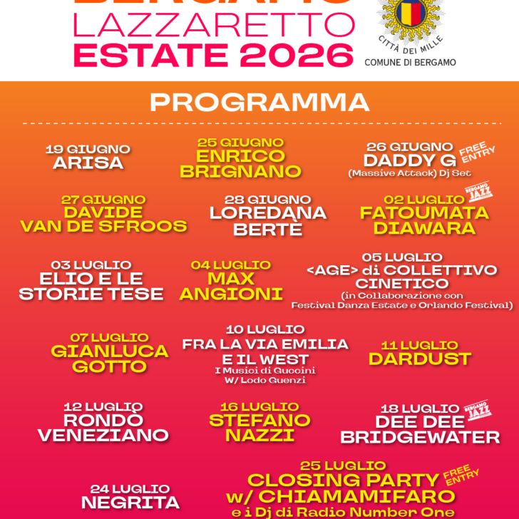 Dal 19 giugno al 25 luglio al Lazzaretto di Bergamo torna Lazzaretto Estate