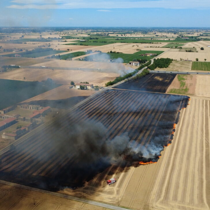 Sterpaglie a fuoco a San Giuliano: le immagini dall’alto