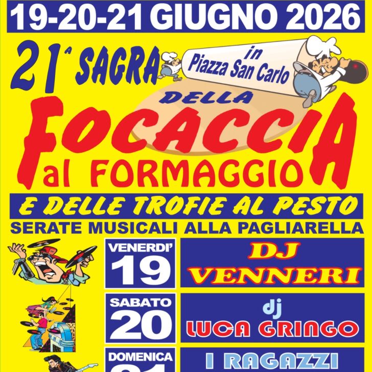 A Casal Cermelli la 21ª Sagra della Focaccia al Formaggio e delle Trofie al Pesto: tre giorni di gusto, musica e solidarietà