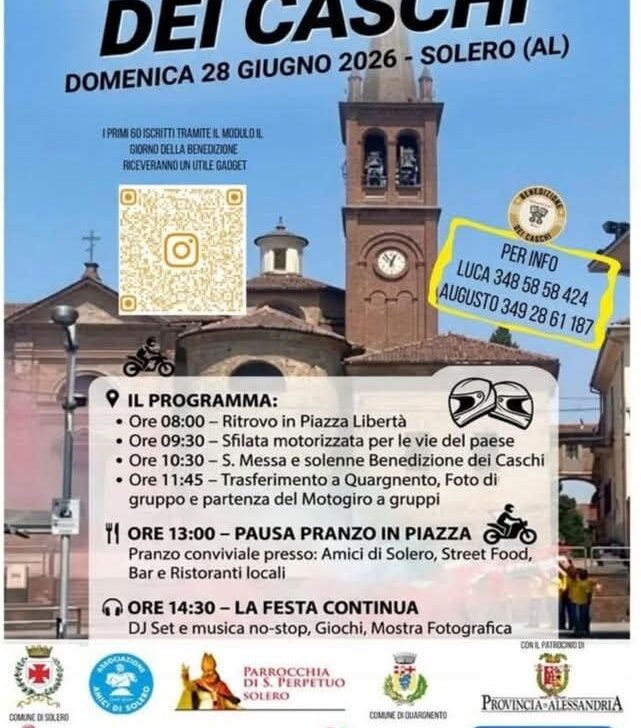 A Solero domenica la benedizione dei caschi