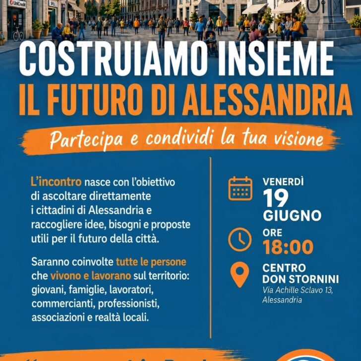 “Costruiamo insieme il futuro”: venerdì incontro pubblico dell’associazione Alessandria Punto e a Capo