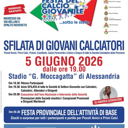 Venerdì allo stadio Moccagatta di Alessandria la festa del calcio giovanile