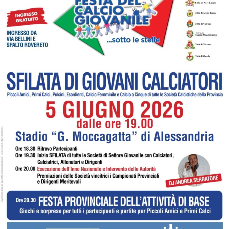 Venerdì allo stadio Moccagatta di Alessandria la festa del calcio giovanile