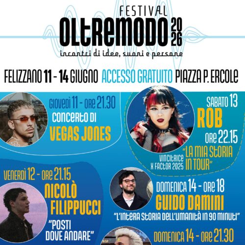Felizzano accende l’estate con Oltremodo Festival: sul palco Vegas Jones, Rob, Filippucci, Damini e Pietro Morello