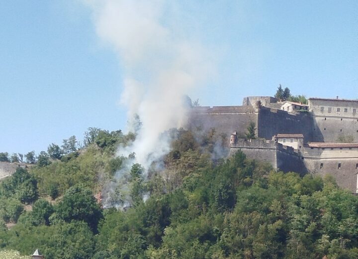 Vasto incendio boschivo a Gavi vicino al Forte