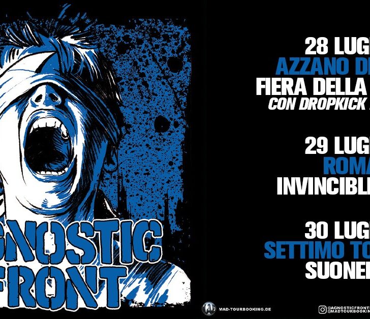 Gli Agnostic Front, pionieri dell’hardcore mondiale, sono in Italia per tre concerti