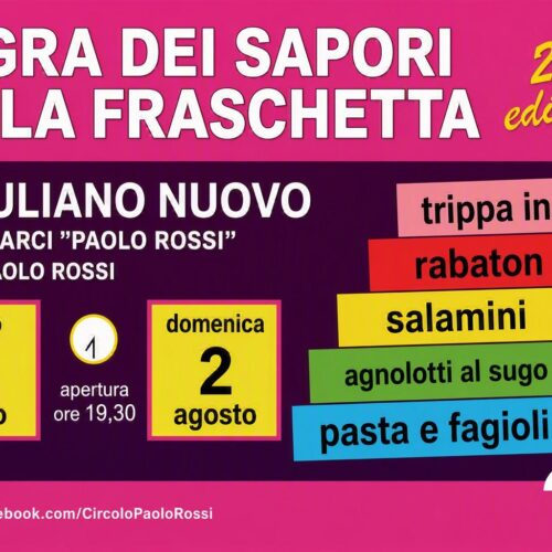 A San Giuliano Nuovo la Sagra dei Sapori della Fraschetta: due serate dedicate alla tradizione gastronomica