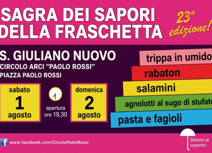 A San Giuliano Nuovo la Sagra dei Sapori della Fraschetta: due serate dedicate alla tradizione gastronomica