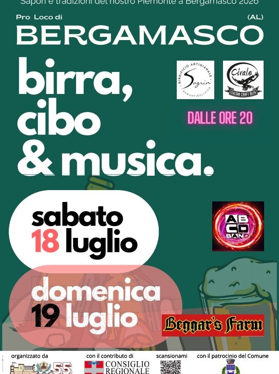 Bergamasco celebra i sapori del Piemonte: due serate tra birra artigianale, cucina in piazza e musica dal vivo
