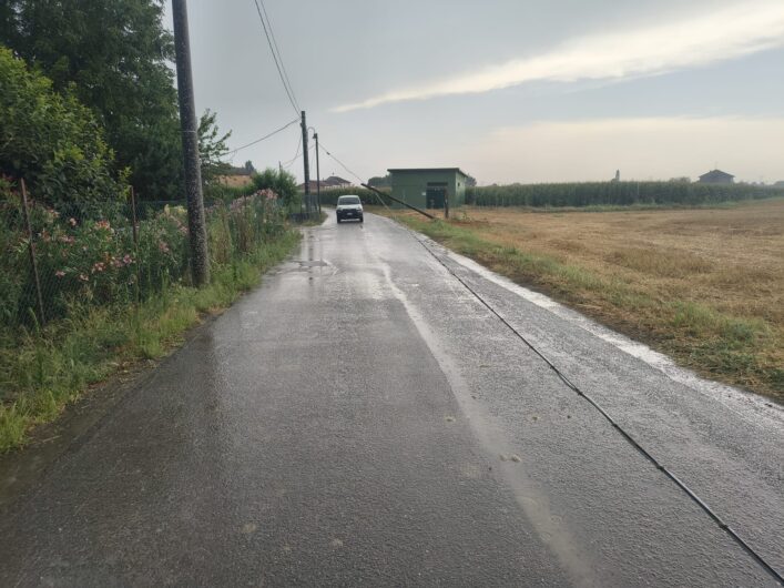 Maltempo: a Isola Sant’Antonio pali del telefono e una pianta abbattuti dal vento
