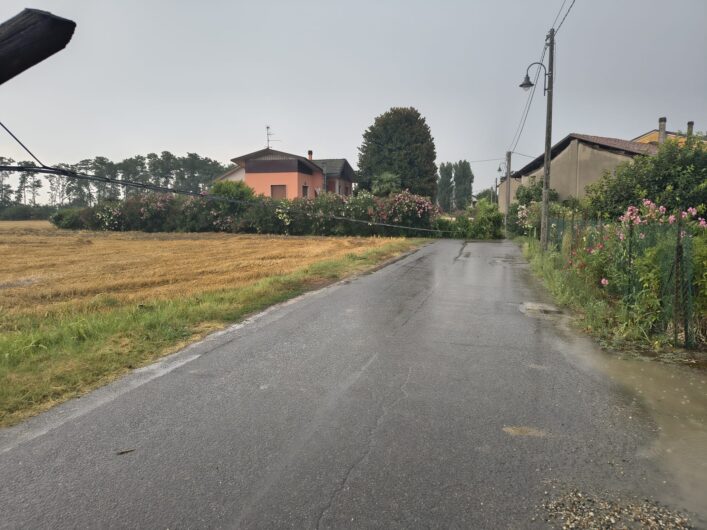 Maltempo: a Isola Sant’Antonio pali del telefono e una pianta abbattuti dal vento