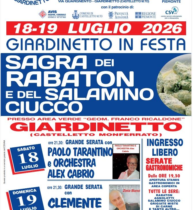 Giardinetto in festa: torna la Sagra dei Rabaton e del Salamino Ciucco