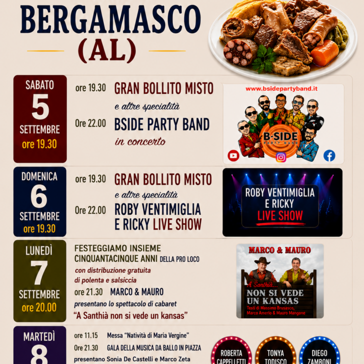 Settembre Bergamaschese: quattro giorni tra bollito misto, musica e cabaret