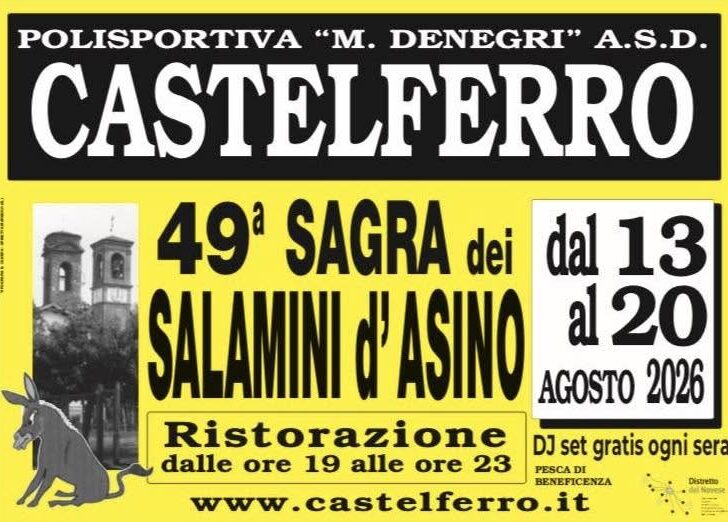 A Castelferro dal 10 al 20 agosto la sagra dei salamini d’asino