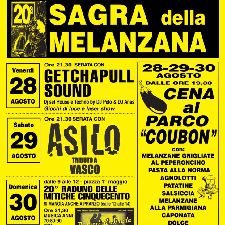 Quargnento in festa per la 20ª Sagra della Melanzana: cucina, musica e spettacoli dal 28 al 30 agosto