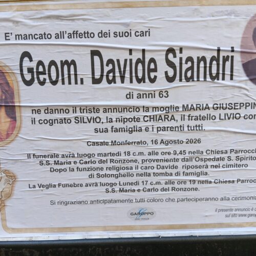 Casale dice addio al Davide Siandri