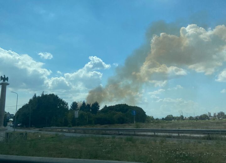 Colonna di fumo nei pressi della statale a Spinetta