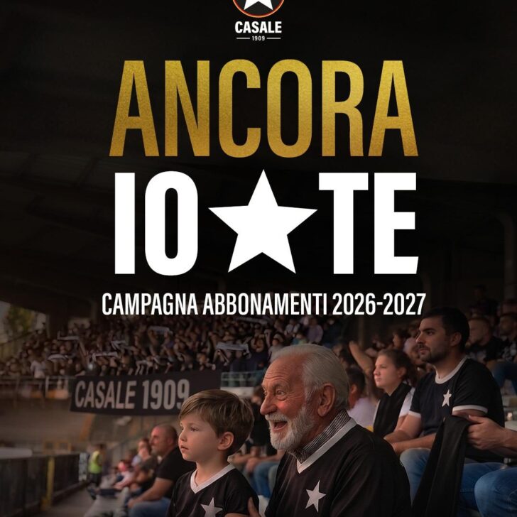 Casale 1909: da lunedì 17 agosto via alla campagna abbonamenti. Svelati i prezzi