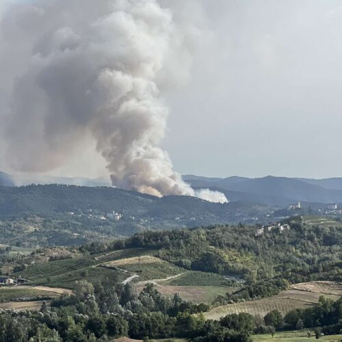 Vasto incendio a Mornese: densa colonna di fumo nell’ovadese