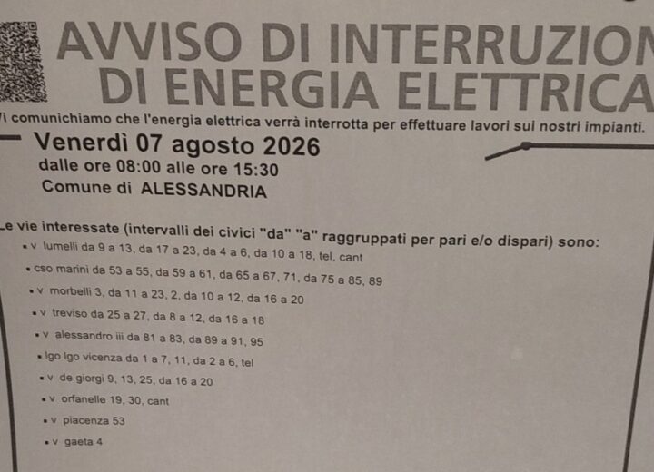 Alcune vie di Alessandria senza elettricità venerdì per lavori Enel: la preoccupazione degli esercizi commerciali