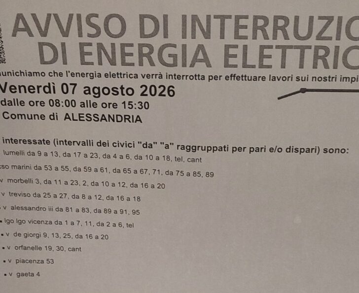 Alcune vie di Alessandria senza elettricità venerdì per lavori Enel: la preoccupazione degli esercizi commerciali