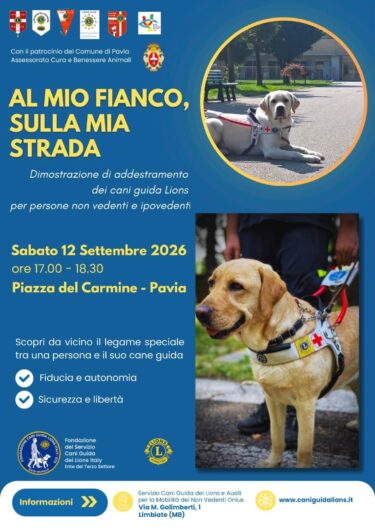 “Al mio fianco, sulla mia strada”: a Pavia i cani guida Lions mostrano come nasce un percorso di autonomia