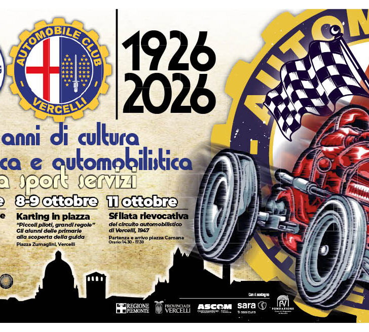 Vercelli celebra i 100 anni dell’Automobile Club: una settimana tra auto storiche, kart e il ritorno del circuito del 1947