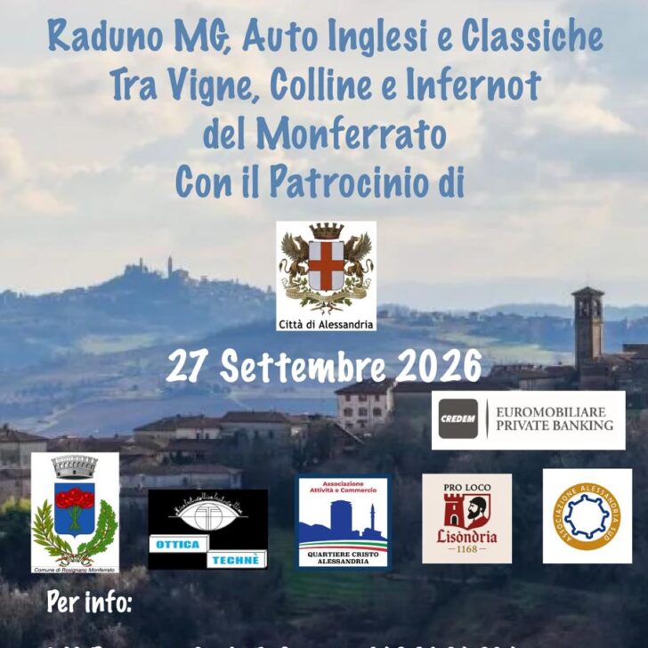 Domenica al quartiere Cristo raduno di auto Mg, inglesi e classiche e un tour tra vigne e infernot del Monferrato