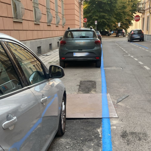 La riga blu che non si ferma davanti a niente