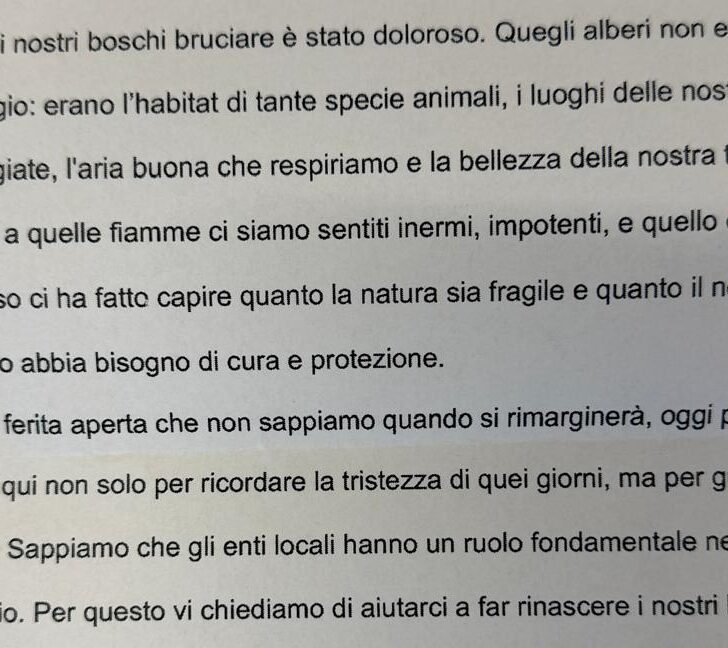 Gli studenti di Mornese dopo l’incendio: “Aiutateci a far rinascere i nostri boschi. Grazie di essere venuti qui”